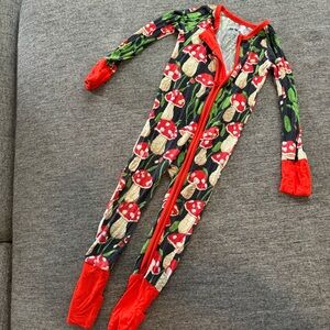 Magical Muses bamboo toddler footie pajamas with mushrooms